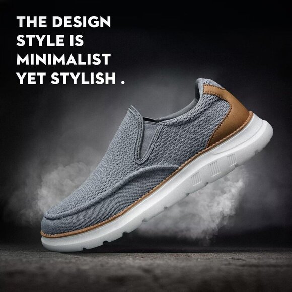〽️Men\'s Closed Toe Loafers Gray Sneakers Pull-On Walking Comfort Casual Shoes main image 4